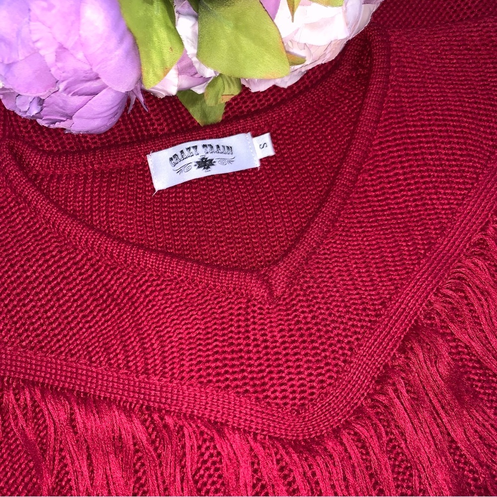 Crazy Train Red Fringe Sweater